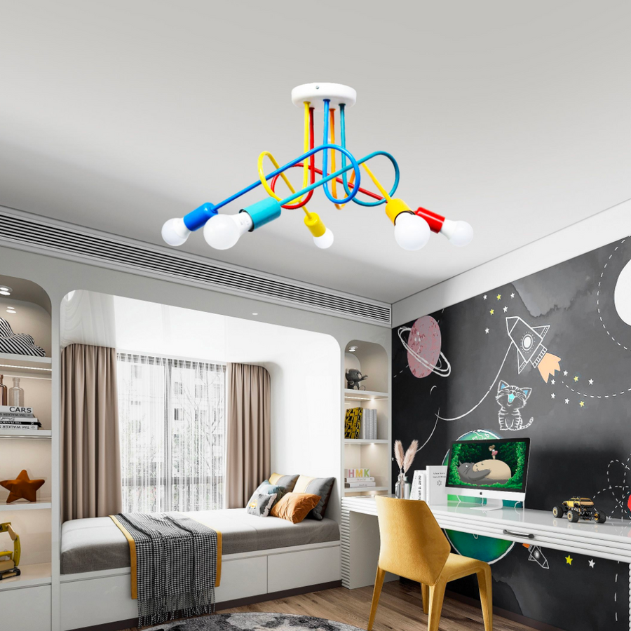 Lustr MINIMALIST, s rameny, ANGIOLO, zvlněný, 5xE27, vícebarevný