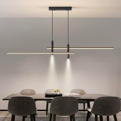 Závěsný LED lustr s dálkovým ovládáním RINA 24W, lineární, studené/teplé/neutrální světlo, stmívatelný, černý, výškově nastavitelný