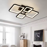 LED CHANDIER s dálkovým ovládáním, Ella, 4 čtverce, 85W, studené/horké/neutrální světlo, laskavé, černé