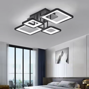 LED CHANDIER s dálkovým ovládáním, Ella, 4 čtverce, 85W, studené/horké/neutrální světlo, laskavé, černé
