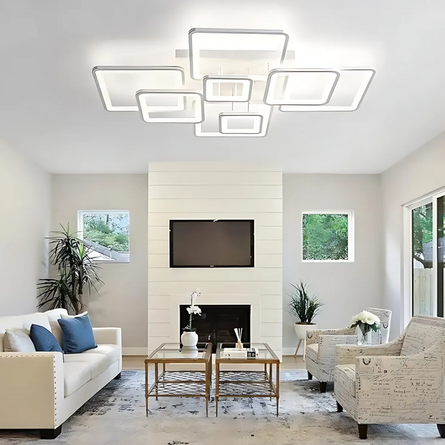 LED chtíč s dálkovým ovládáním, Ella, 8 čtverců, 203W, studené/horké/neutrální světlo, nestabilní, bílá