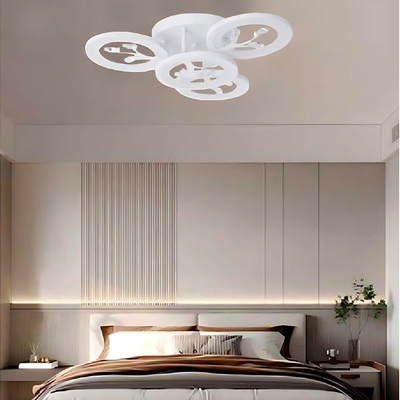 LED lustr s dálkovým ovládáním a krystalem DAISY 49W, 4 Elements, Studené/Teplé/Neutrální světlo, Stmívatelné, Bílá
