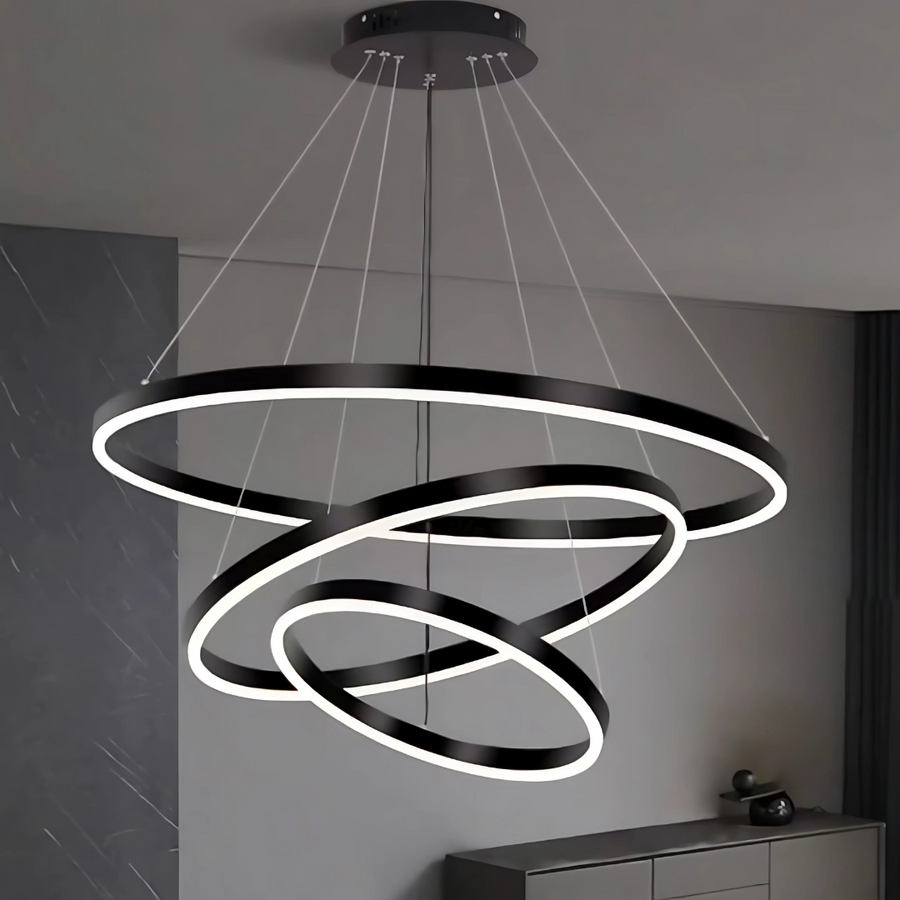 LED závěsný lustr PAGANO 46W, studené/teplé/neutrální světlo, stmívatelný, černý, výškově nastavitelný