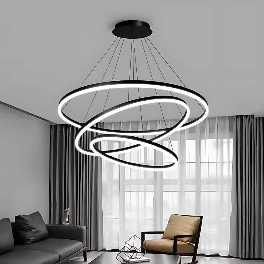 LED závěsný lustr PAGANO 46W, studené/teplé/neutrální světlo, stmívatelný, černý, výškově nastavitelný