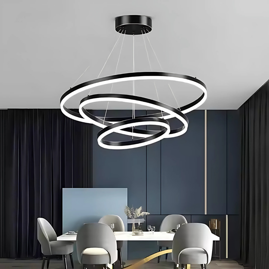 LED závěsný lustr PAGANO 46W, studené/teplé/neutrální světlo, stmívatelný, černý, výškově nastavitelný