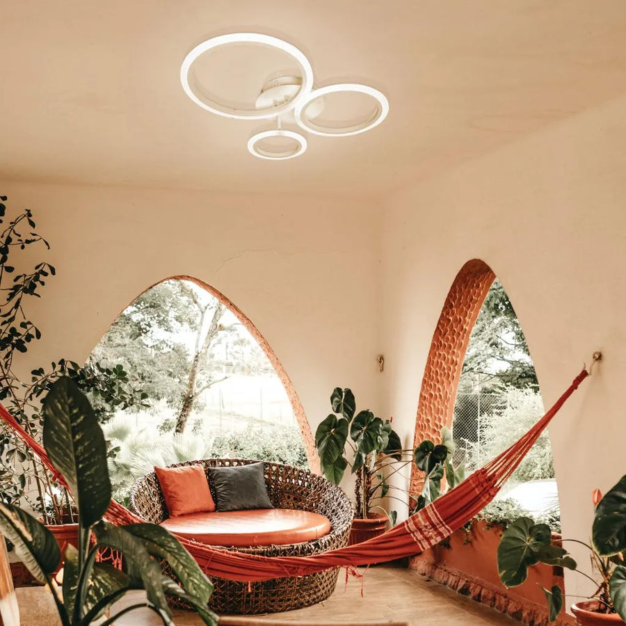 LED lustr s dálkovým ovládáním BETTY 41W, 3 kruhy, Studené/Teplé/Neutrální světlo, Stmívatelné, Bílá