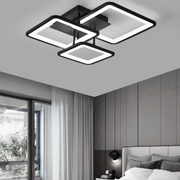 LED lustr s dálkovým ovládáním ZOE 64W, 3 čtverce, studené/teplé/neutrální světlo, stmívatelné, černá