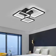 LED lustr s dálkovým ovládáním ZOE 64W, 3 čtverce, studené/teplé/neutrální světlo, stmívatelné, černá