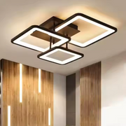 LED lustr s dálkovým ovládáním ZOE 64W, 3 čtverce, studené/teplé/neutrální světlo, stmívatelné, černá