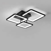 LED lustr s dálkovým ovládáním ZOE 64W, 3 čtverce, studené/teplé/neutrální světlo, stmívatelné, černá