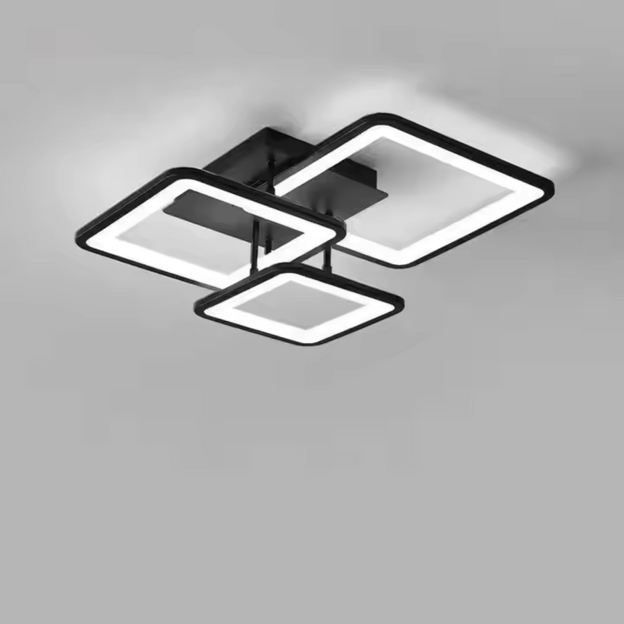 LED lustr s dálkovým ovládáním ZOE 64W, 3 čtverce, studené/teplé/neutrální světlo, stmívatelné, černá