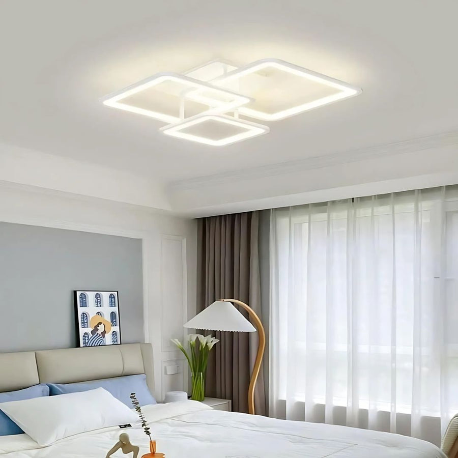LED lustr s dálkovým ovládáním ZOE, 64W, 3 čtverce, studené/teplé/neutrální světlo, stmívatelné, bílá