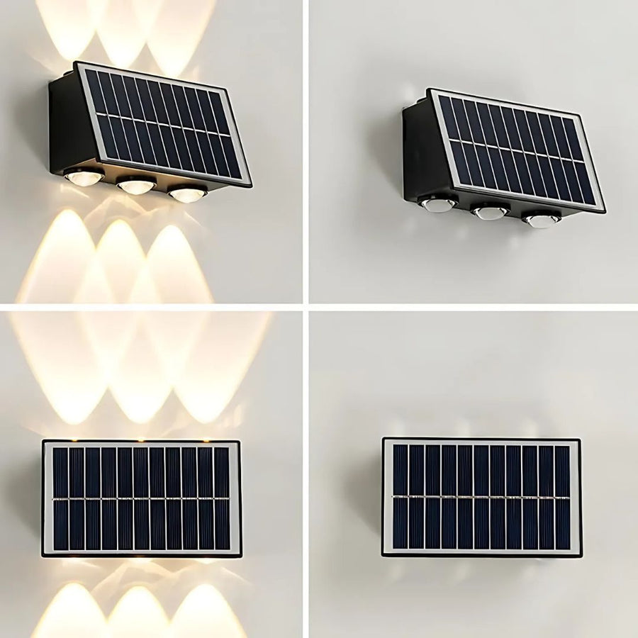 Exteriérové nástěnné LED svítidlo Solaris, 6 světelných zdrojů, teplé světlo, černá