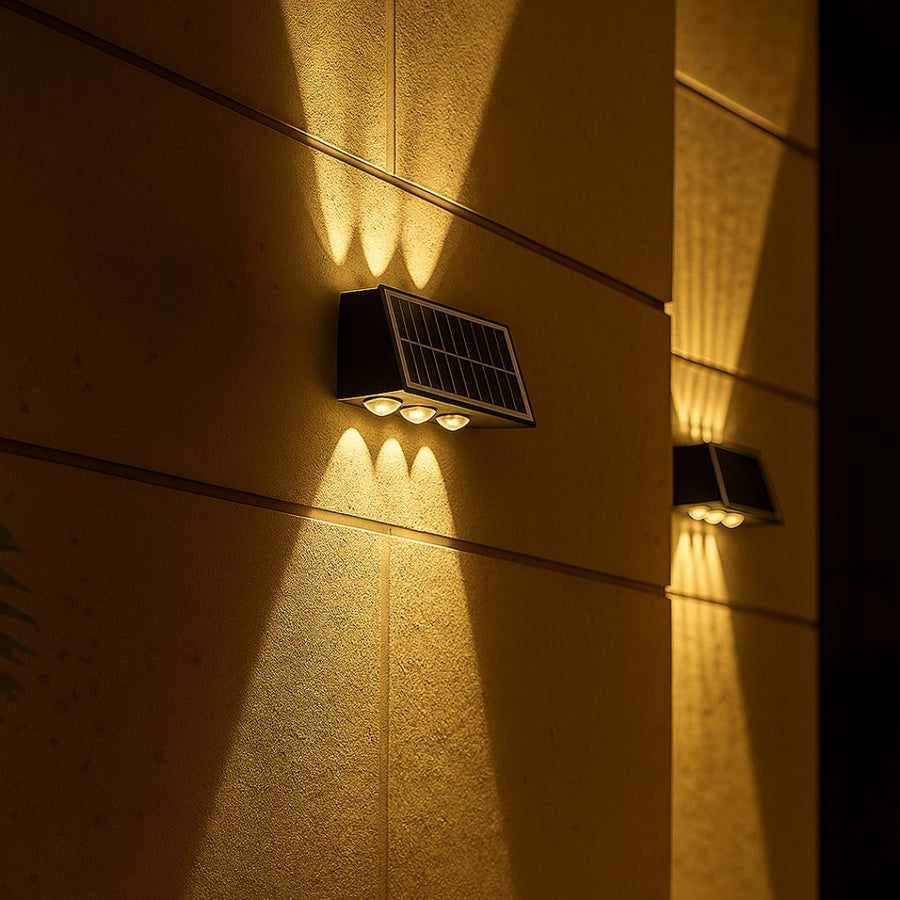 Exteriérové nástěnné LED svítidlo Solaris, 6 světelných zdrojů, teplé světlo, černá
