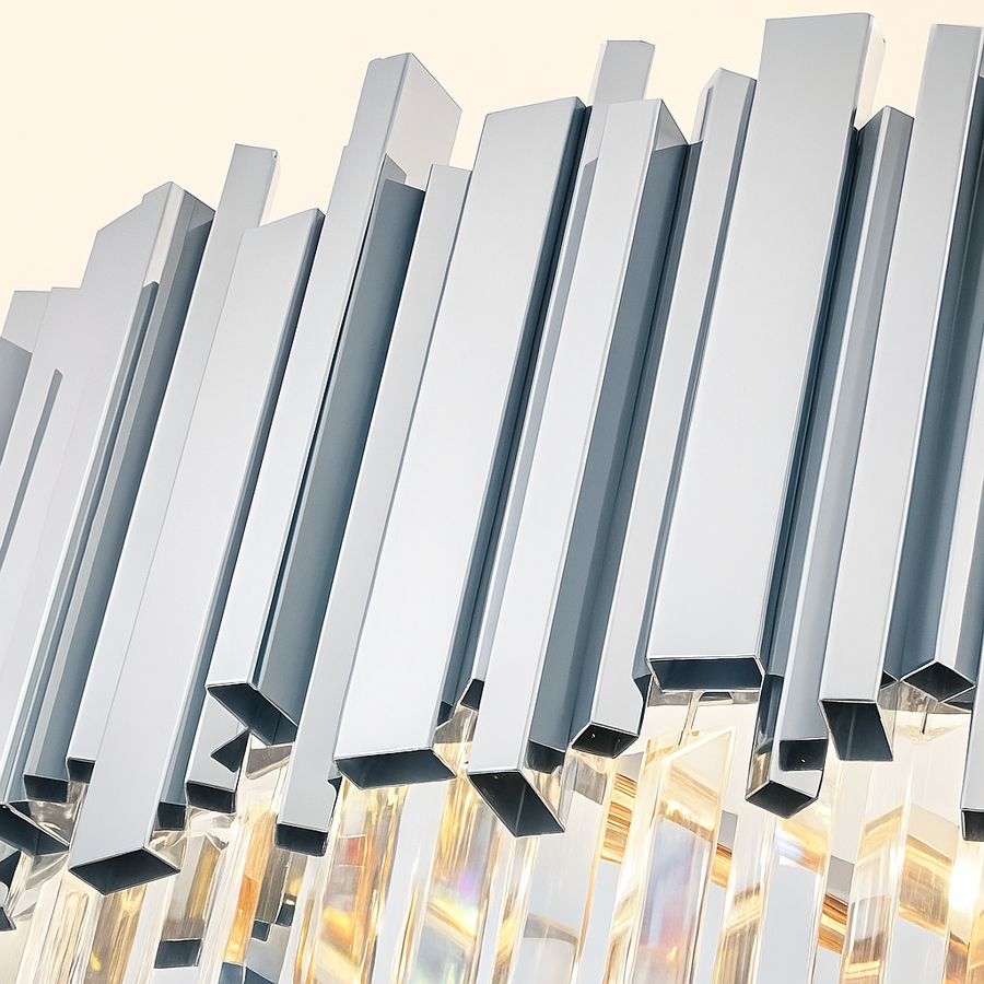 Křišťálový lustr BLOIS Ascender E14, Průměr 60cm, Stříbrný, Nastavitelná výška