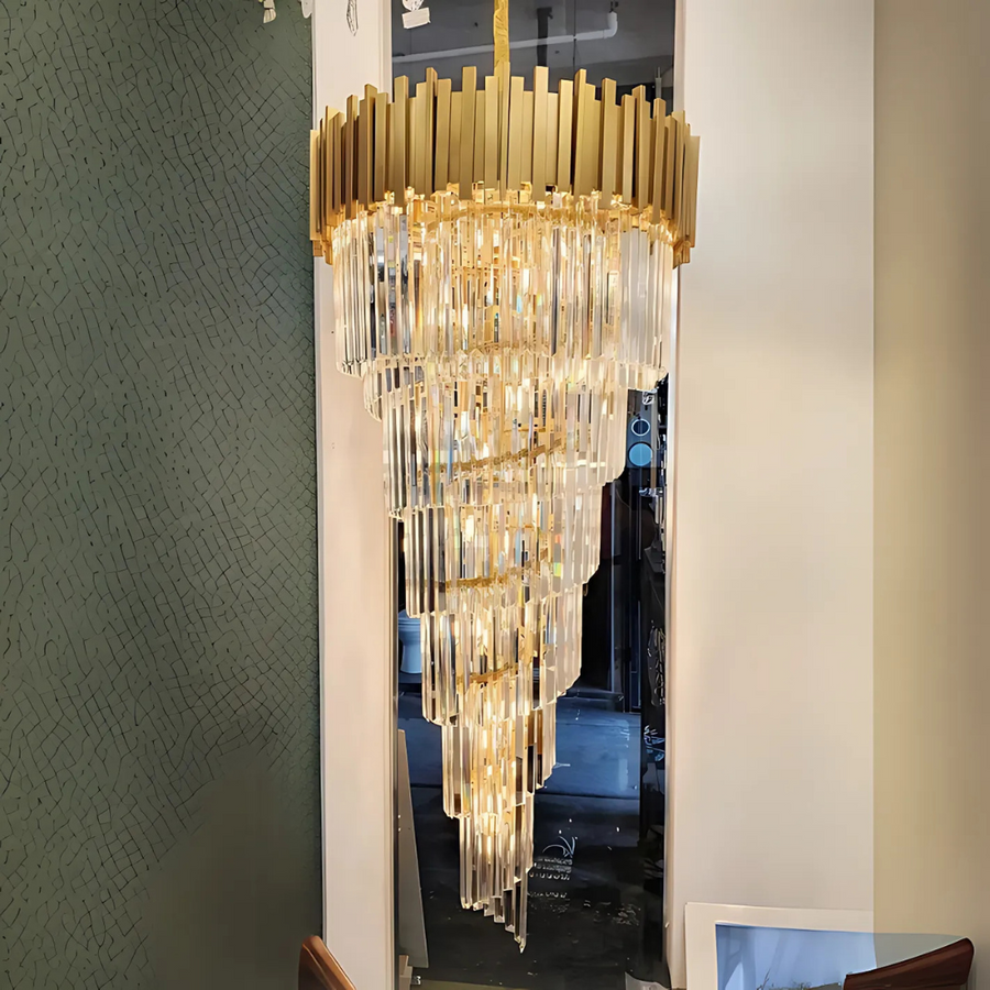 Křišťálový lustr BLOIS Ascender E14, průměr 60cm, zlatý, nastavitelná výška