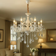 Sanssoci 8xe14 Crystal and Metal Chanderier - Royal Elegance, nastavitelná výška, stříbrná bílá