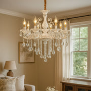 Sanssoci 8xe14 Crystal and Metal Chanderier - Royal Elegance, nastavitelná výška, stříbrná bílá