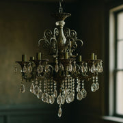 SANSSOUCI Magno křišťálový lustr, 8xE14, průměr 65cm, starožitná mosaz