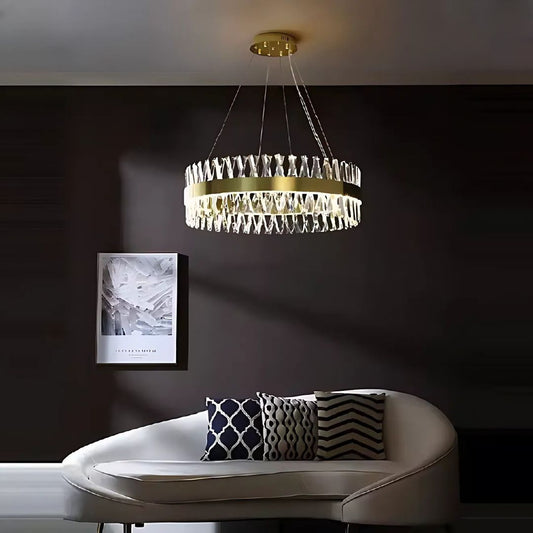 CASERTA LED lustr s dálkovým ovládáním, 95W, stmívatelný, průměr 80 cm, zlatý