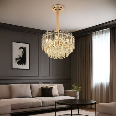 Křišťálový lustr FONTAINEBLEAU Eleganza, 9x E14, průměr 45 cm, zlatý, nastavitelná výška