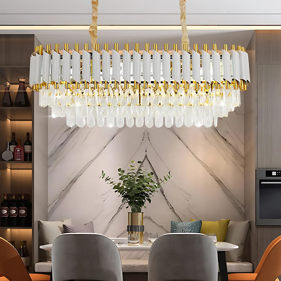 VERSAILLES Regalis křišťálový lustr, průměr 80cm, 10xE14, bílý, nastavitelná výška