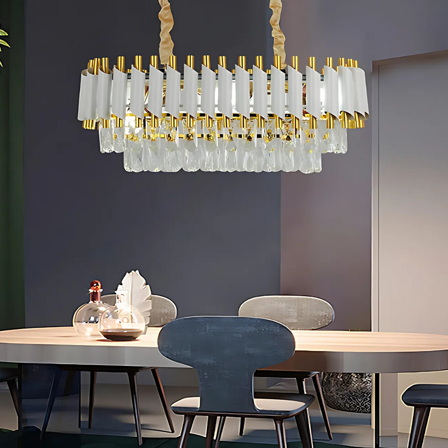 VERSAILLES Regalis křišťálový lustr, průměr 80cm, 10xE14, bílý, nastavitelná výška