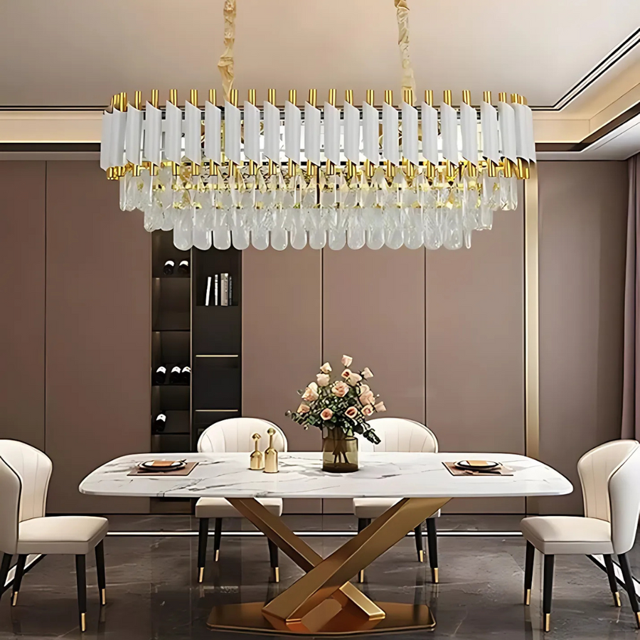 VERSAILLES Regalis křišťálový lustr, průměr 80cm, 10xE14, bílý, nastavitelná výška