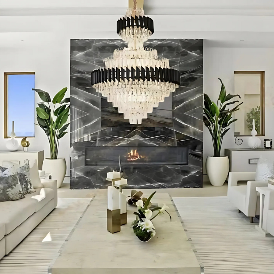 Křišťálový lustr VERSAILLES Supremo Reale E14, 80 cm x 110 cm, lesklá zlatá a černá, nastavitelná výška