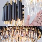 Crystal Chandier Versailles Supremo 12XE27, průměr 80 cm, lesklý a černé zlato, nastavitelná výška