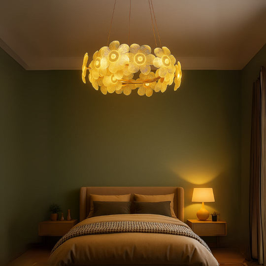 LED křišťálový lustr, Cadenza Allegro 40W, průměr 48 cm, nastavitelná výška, zlatý, teplé/studené/neutrální světlo 3000K/4000K/6000K, kov a křišťálový křišťálový lustr Výchozí název Alessandro Design