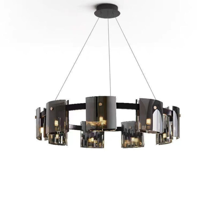Moderní lustr, Valmontreux Largo, 8xG9, Průměr 80 cm, Černý, Nastavitelná výška