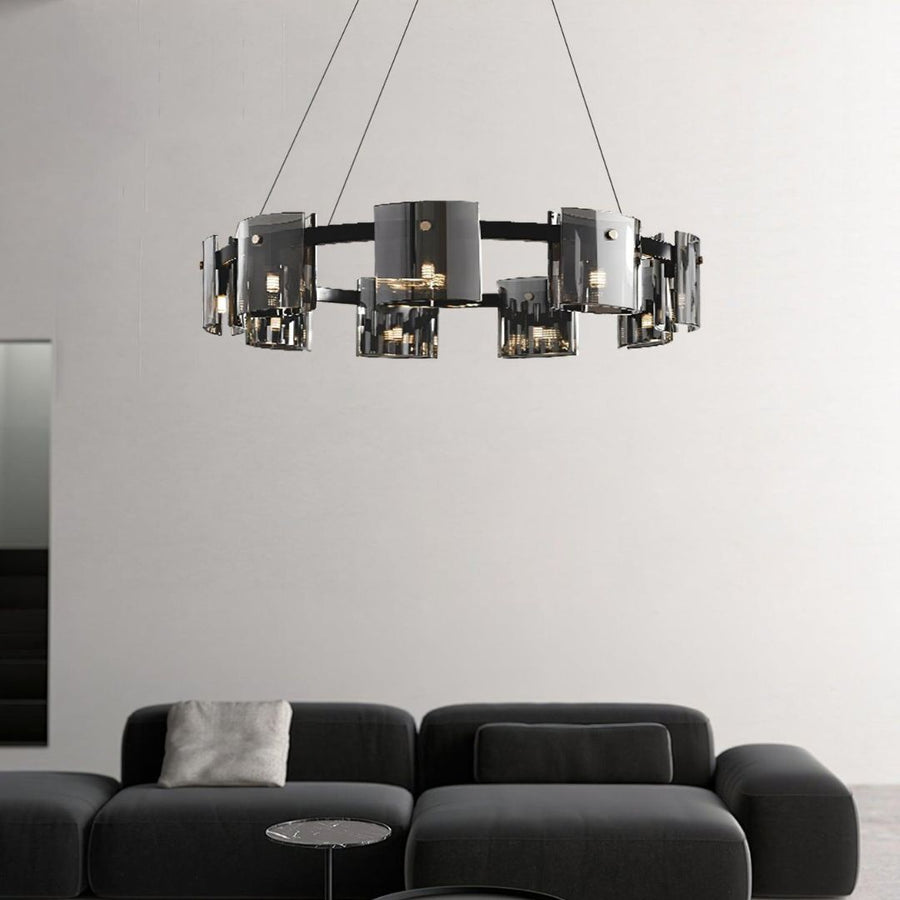 Moderní lustr, Valmontreux Largo, 8xG9, Průměr 80 cm, Černý, Nastavitelná výška