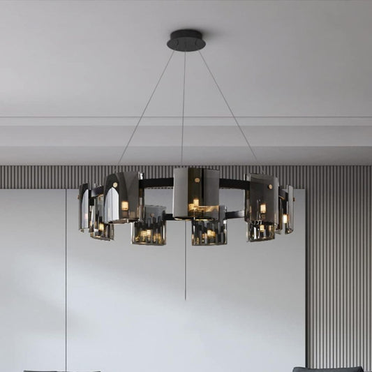 Moderní lustr, Valmontreux Largo, 8xG9, Průměr 80 cm, Černý, Nastavitelná výška