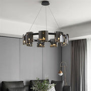 Moderní lustr, Valmontreux Largo, 8xG9, Průměr 80 cm, Černý, Nastavitelná výška