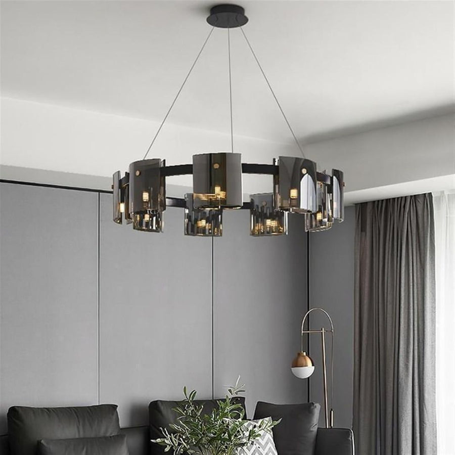 Moderní lustr, Valmontreux Largo, 8xG9, Průměr 80 cm, Černý, Nastavitelná výška