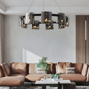 Moderní lustr, Valmontreux Largo, 8xG9, Průměr 80 cm, Černý, Nastavitelná výška