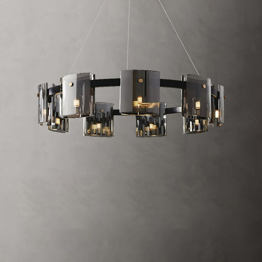 Moderní lustr, Valmontreux Largo, 8xG9, Průměr 80 cm, Černý, Nastavitelná výška