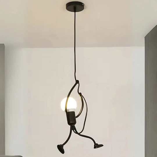 MODERNÍ Lustr, Kyvadlový typ, FANTASIA, Figurka, 1xE27, Nastavitelná výška, Černé Průmyslové Lustry Výchozí název Alessandro Design