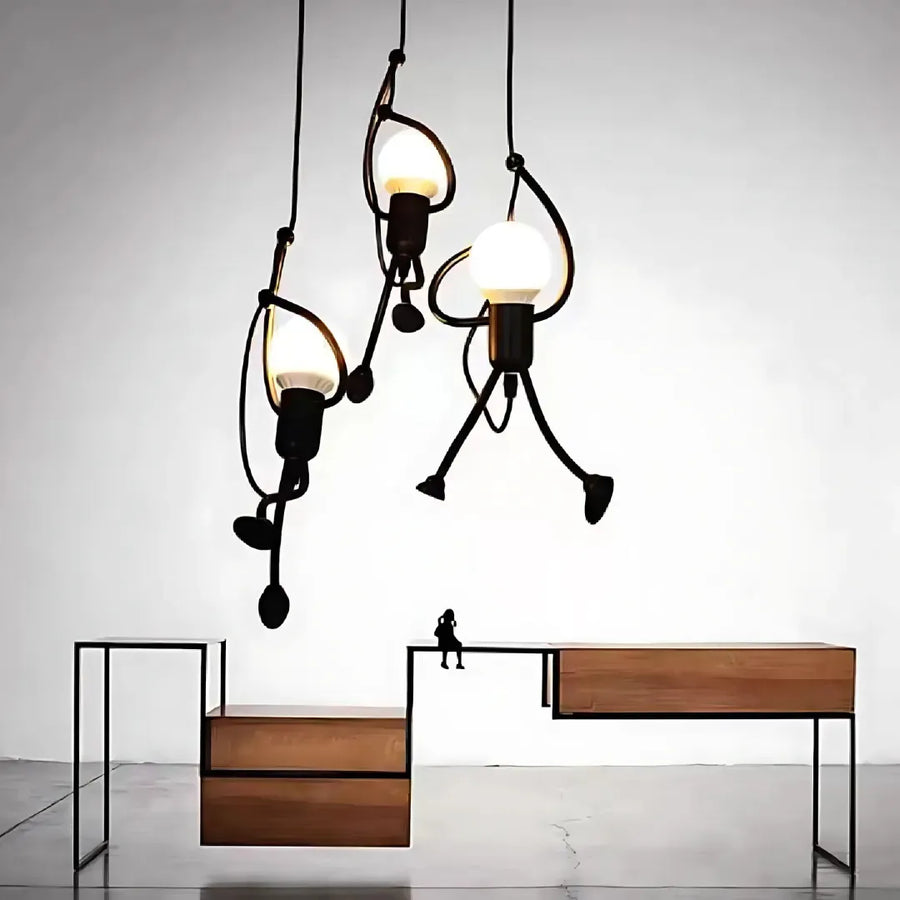 MODERNÍ Lustr, Kyvadlový typ, FANTASIA, Figurka, 3xE27, Nastavitelná výška, Černá