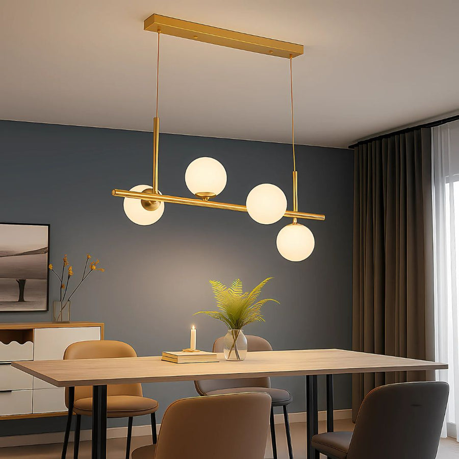 Moderní žárovkový lustr LOFT Pavilion, 4x G9, Gold, Metal, Nastavitelná výška