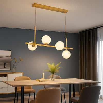 Moderní žárovkový lustr LOFT Pavilion, 4x G9, Gold, Metal, Nastavitelná výška