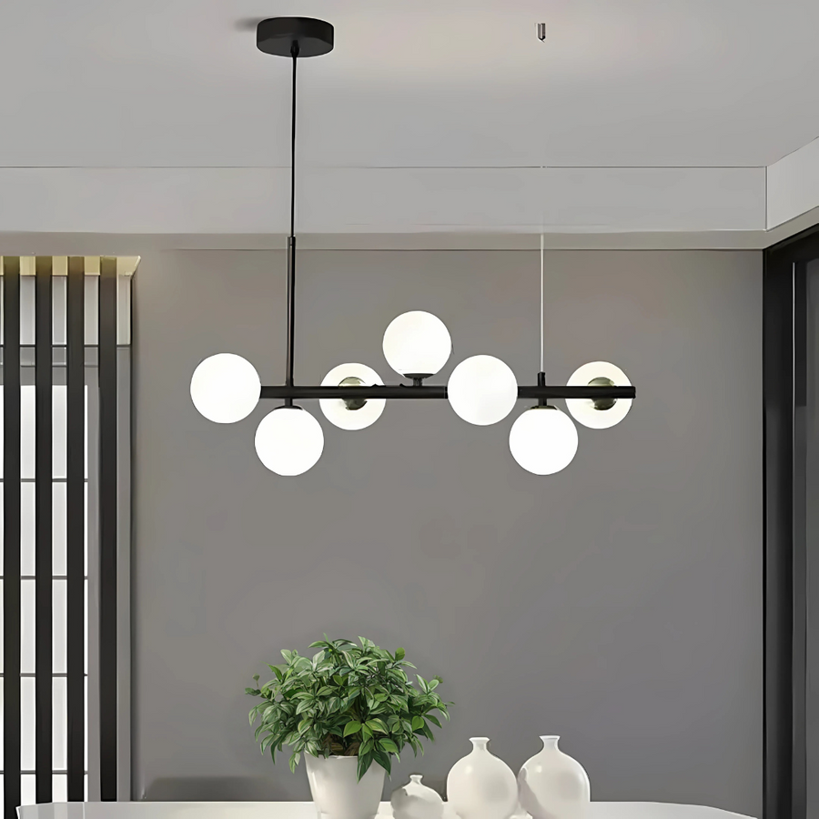 Moderní žárovkový lustr LOFT Pavilion, 7x G9, černý, kov, Nastavitelná výška