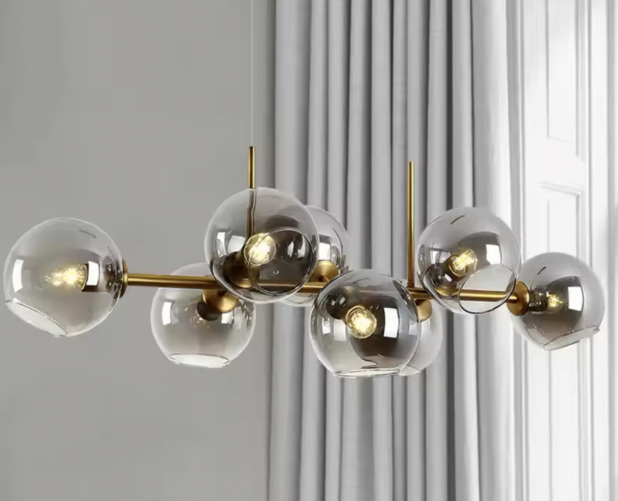 Kulaté, skromné velké, 8xe27, zlato, kov