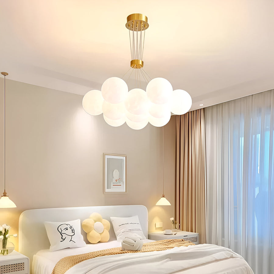 MODERNÍ Lustr, Kyvadlový typ, LOFT Bagliore, Globe, 11xE27, Nastavitelná výška, Zlatá