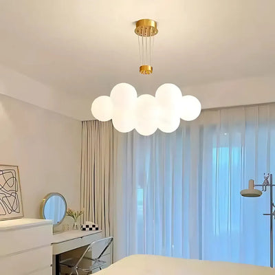 MODERNÍ Lustr, Kyvadlový typ, LOFT Bagliore, Globe, 9xE27, Nastavitelná výška, Zlatá