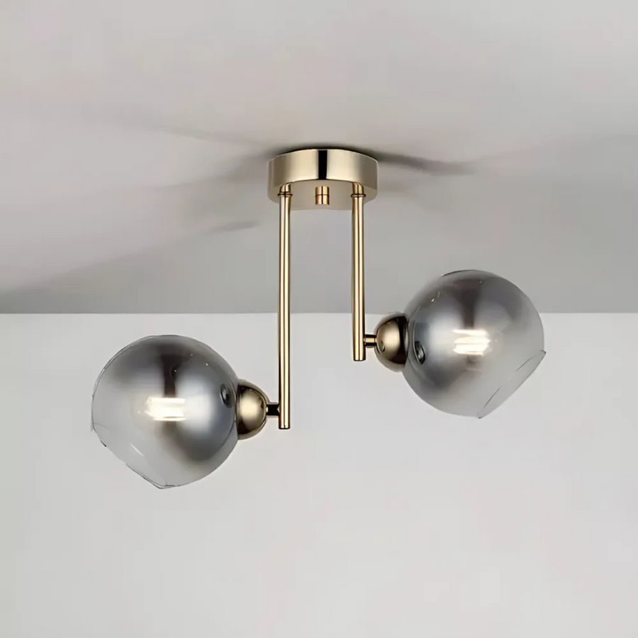 MODUS moderní žárovkový lustr, 2x E27, tmavě šedá, zlatá, kov