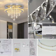 Kulatý alberský LED CHANDIER, 20W, studené/horké/neutrální světlo, krystal, lesklý chrom