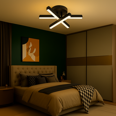 LED lustr Diego, 18W, černý, kov, studené/teplé/neutrální světlo