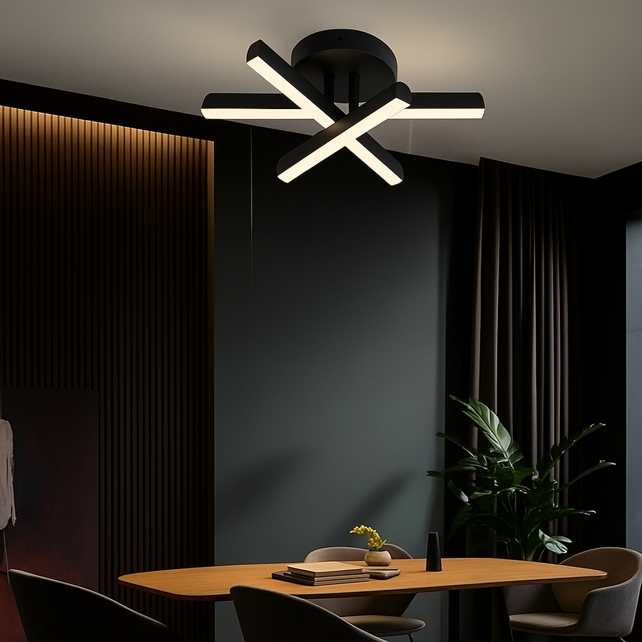 LED lustr Diego, 18W, černý, kov, studené/teplé/neutrální světlo